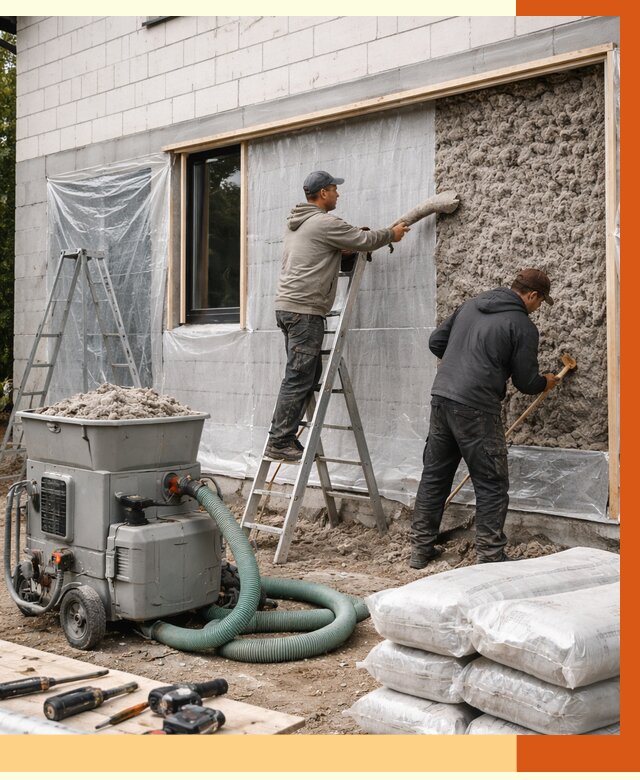 Утепление дома из газобетона эковатой в Кургане от 4639 руб./м2 | ТепломастерКрг